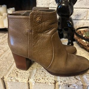 Tory Burch boots in olive green.